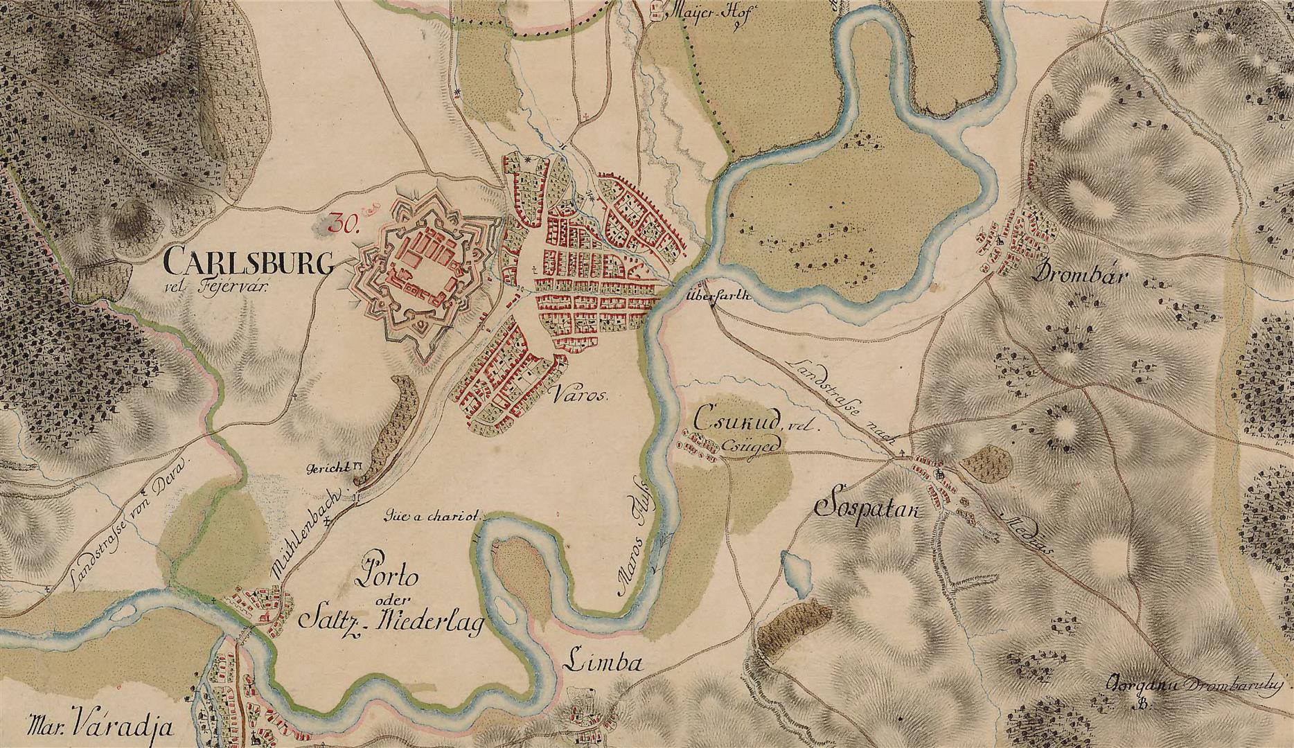 Orașul Alba Iulia în a doua jumătate a secolului al XVIII-lea. Ridicarea topografică iosefină (1763-1787) – detaliu.